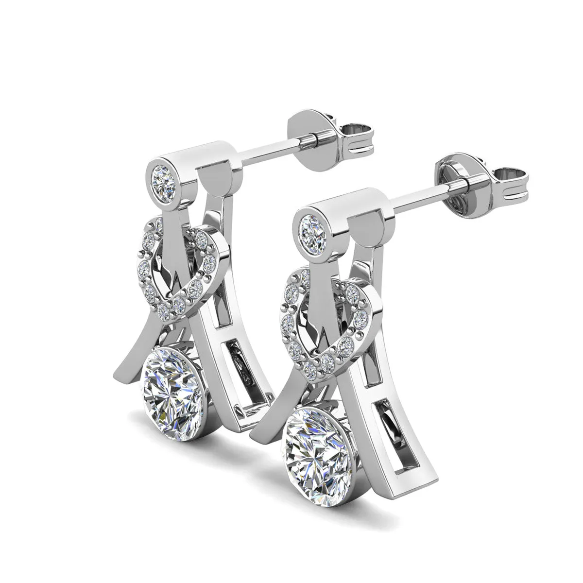 Serenity Birthstone Earrings 18k White Gold Plated with Round Cut Crystals