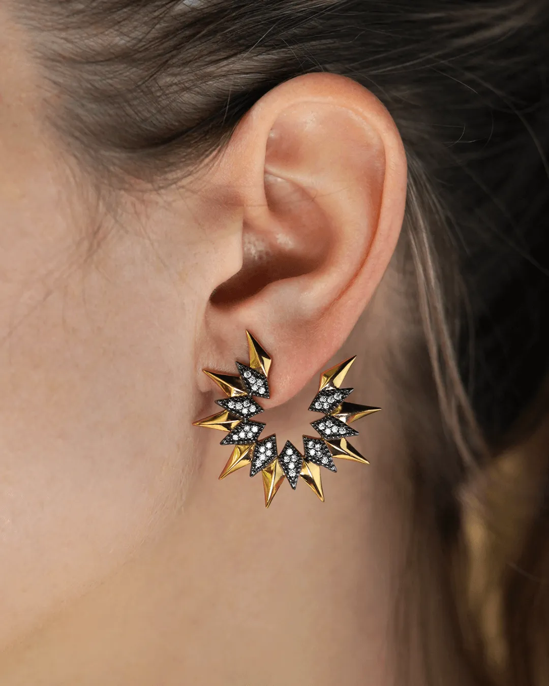 Shuriken Star Gold Earrings