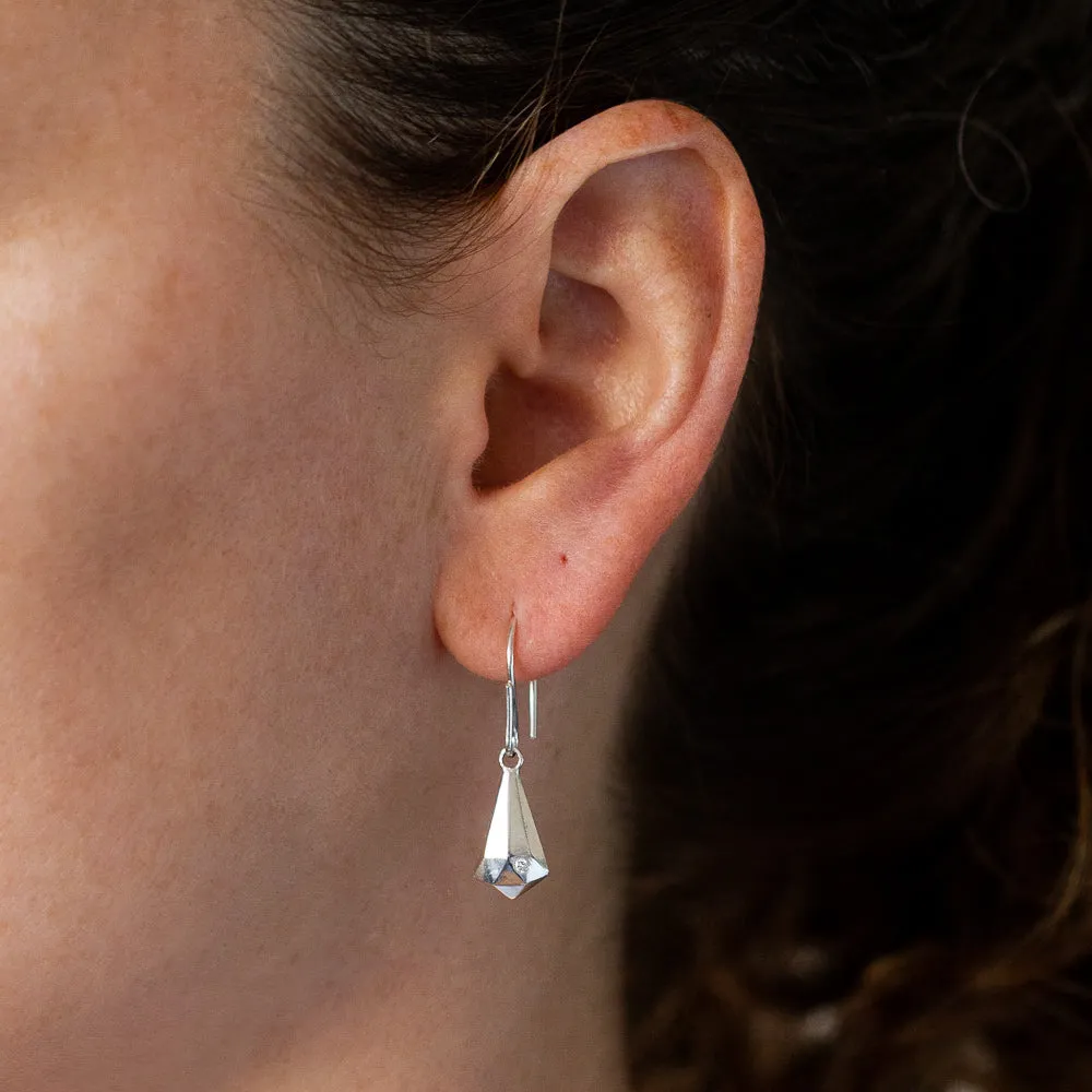 Silver and Diamond Crystal Fragment Earrings