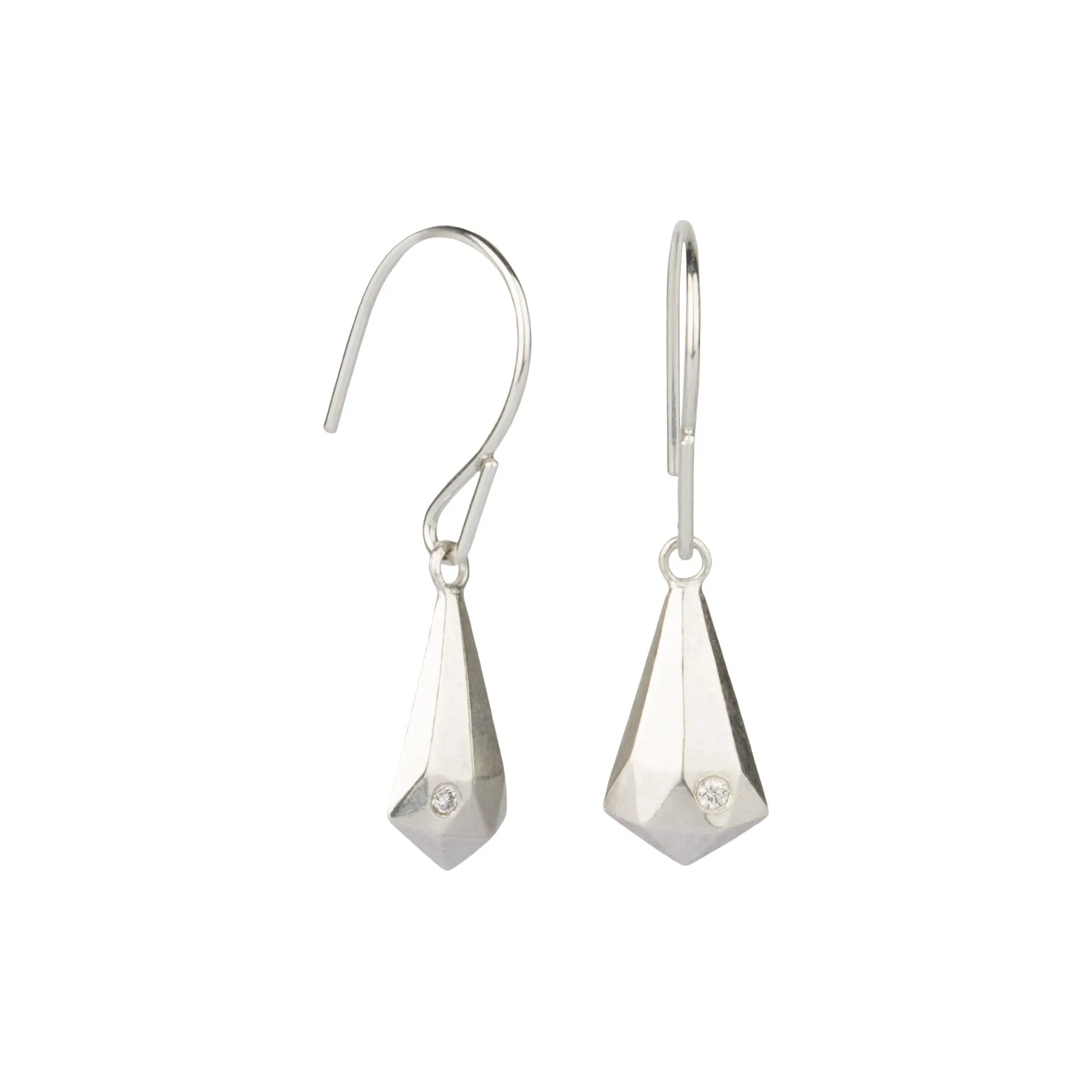 Silver and Diamond Crystal Fragment Earrings