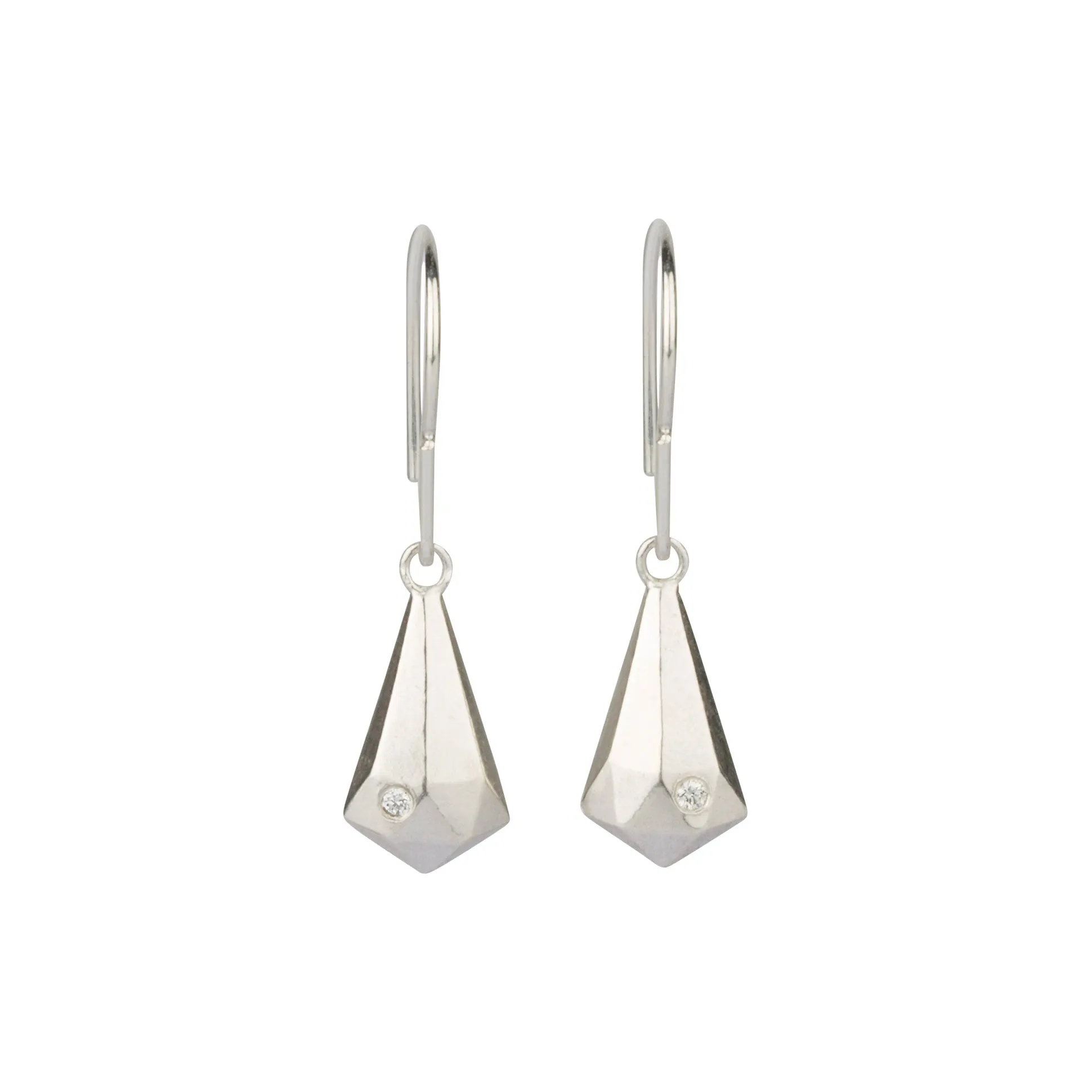 Silver and Diamond Crystal Fragment Earrings