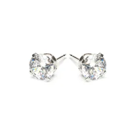 Silver Stud Earrings 6mm Round Crystal