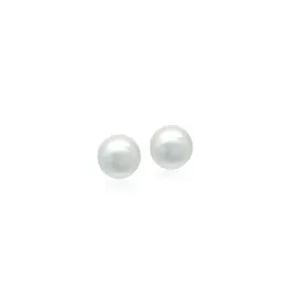 Simulated Pearl 10mm Button Earrings