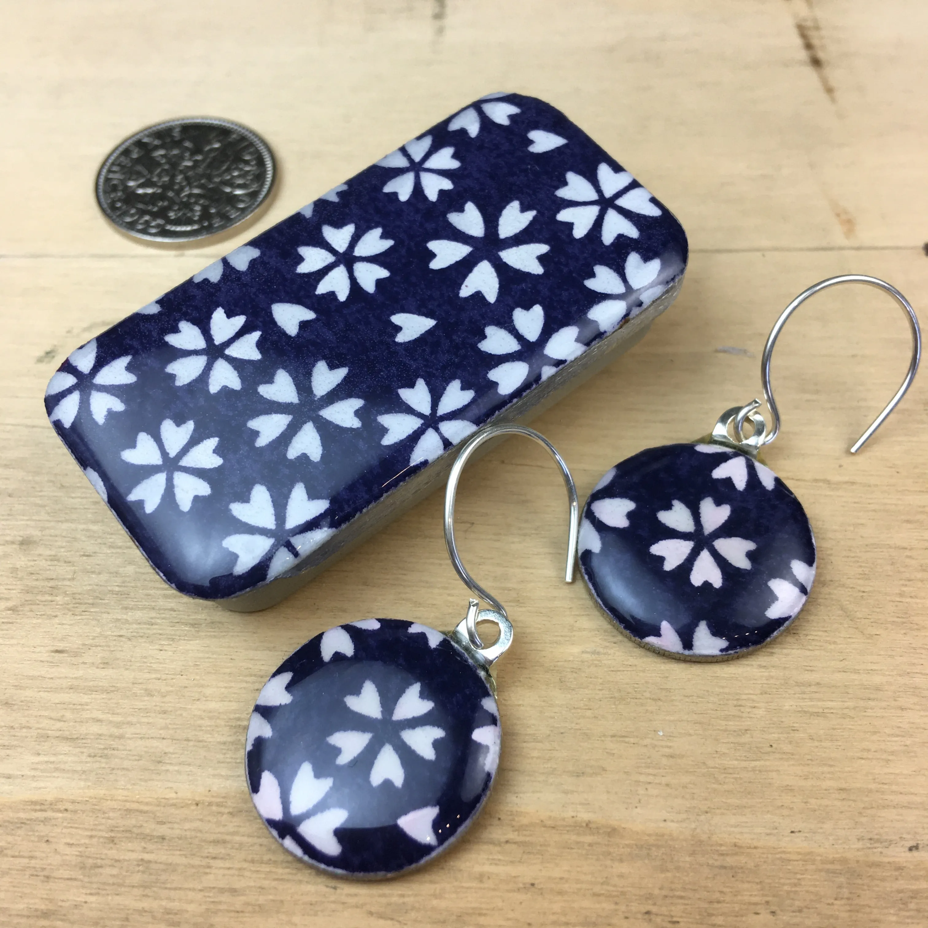 Sixpence Earrings and Teeny Tiny Tin Ink