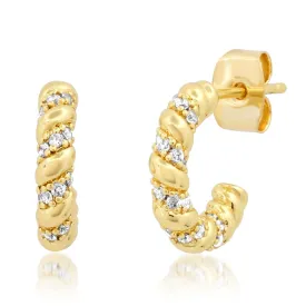 Small Pave CZ Twist Hoops