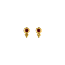 Small Ruby Lentil-Shaped Bulla Earrings