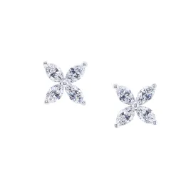 Small Version Marquise Cut Diamond Earrings in White Gold