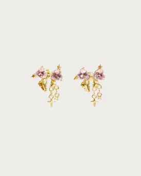 Sparkle Bow Earrings in Pink Gold