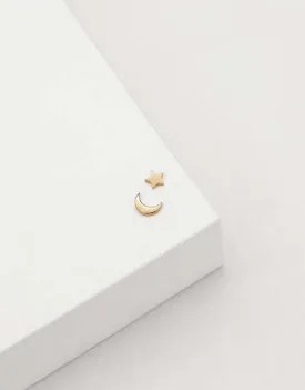 Star & Moon Stud Earrings - Rose Gold Plated