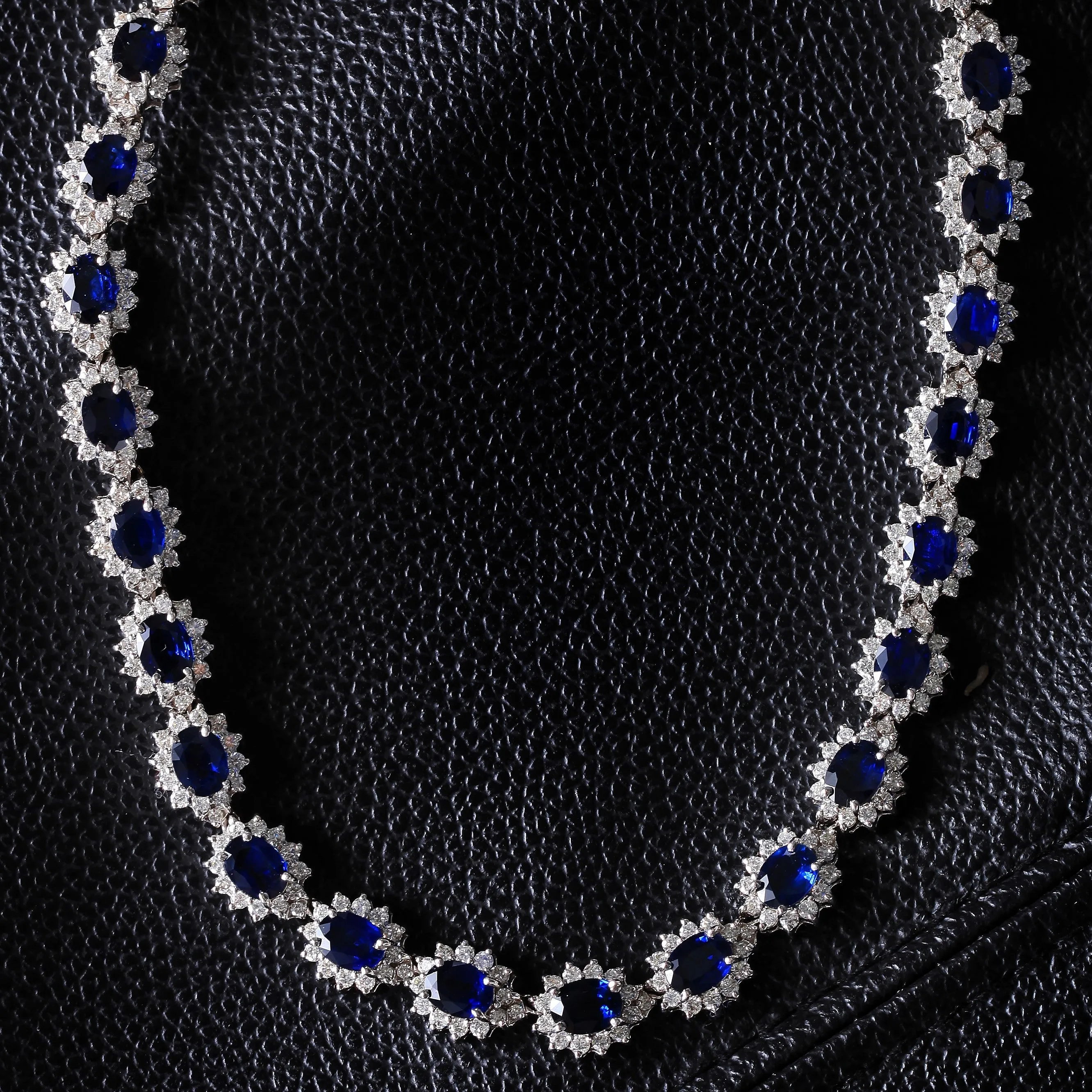 Starry Night Sapphire & Diamond Necklace (45.78 ct Sapphires & Diamonds) in White Gold