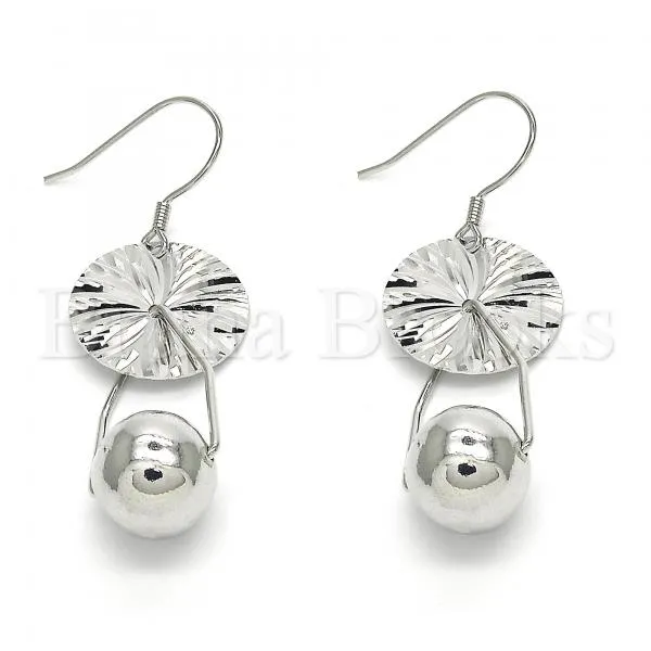 Sterling Silver 02.183.0031 Dangle Earring, Ball Design, Polished Finish, Rhodium Tone