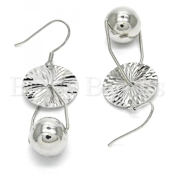 Sterling Silver 02.183.0031 Dangle Earring, Ball Design, Polished Finish, Rhodium Tone