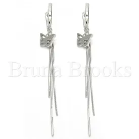 Sterling Silver 02.186.0090 Long Earring, Butterfly Design, Polished Finish, Rhodium Tone