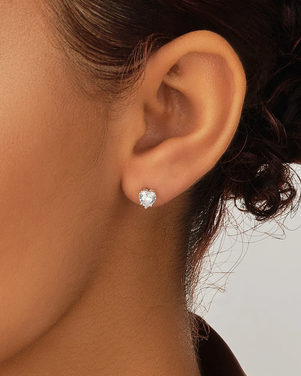 Sterling Silver 5mm Heart CZ Stud Earrings