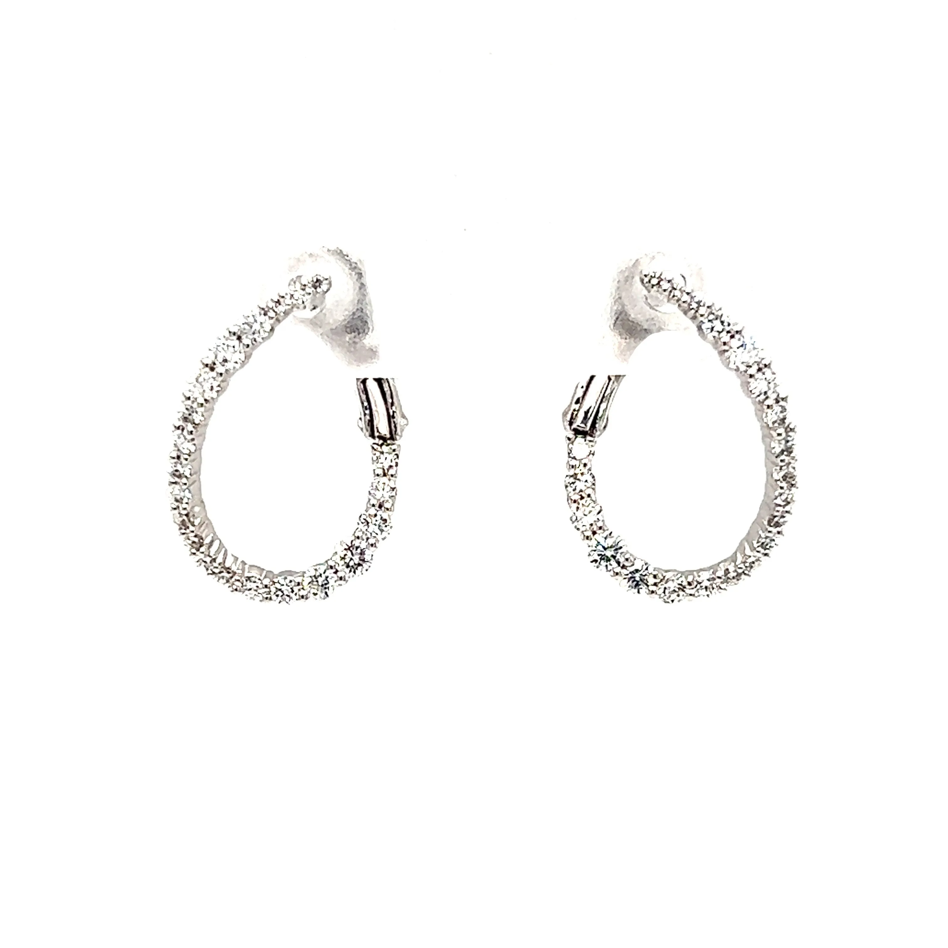 Swirled Hoop Earrings with 0.45ctw of Diamonds in 18K White Gold