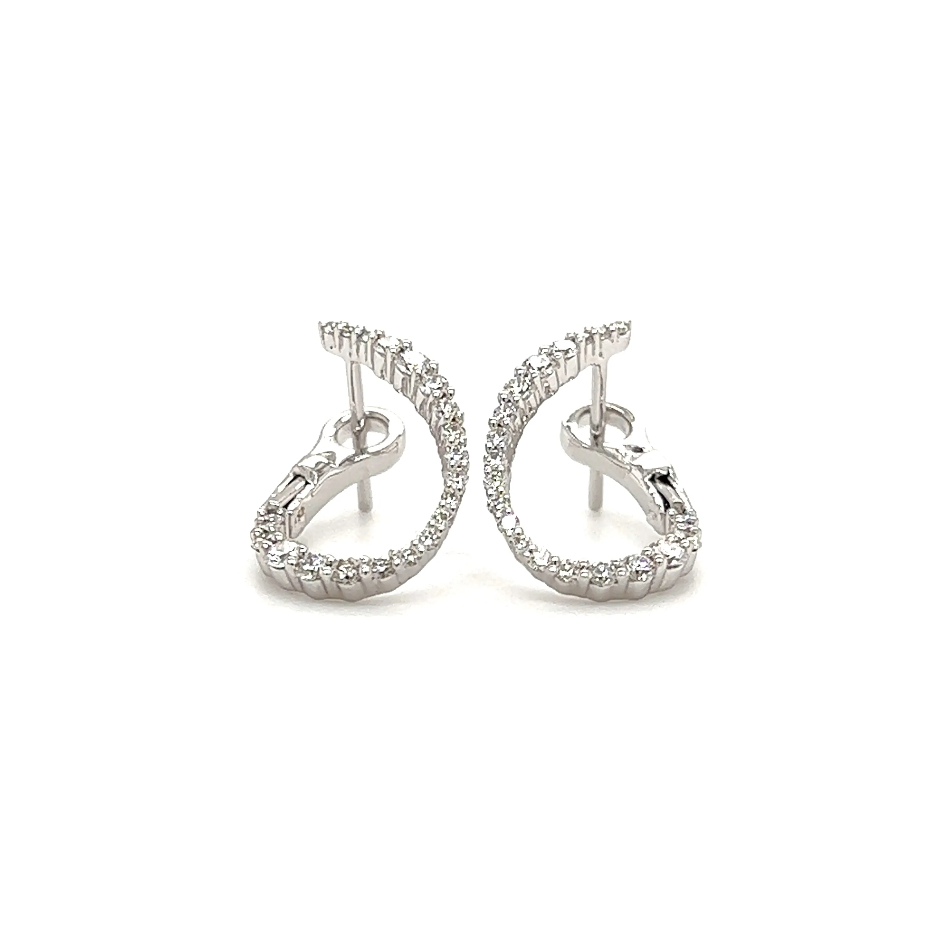 Swirled Hoop Earrings with 0.45ctw of Diamonds in 18K White Gold