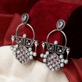 Teejh Charulata Pink Silver Oxidised Earrings