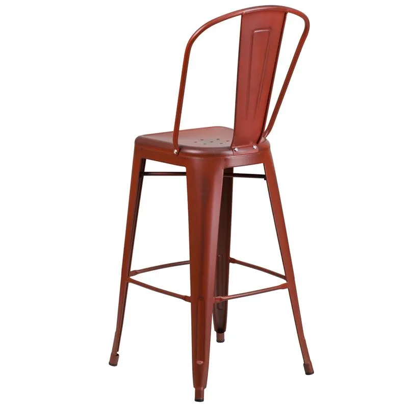 Tractor Red Antique Weathered Tolix Bar Stool Large Seat