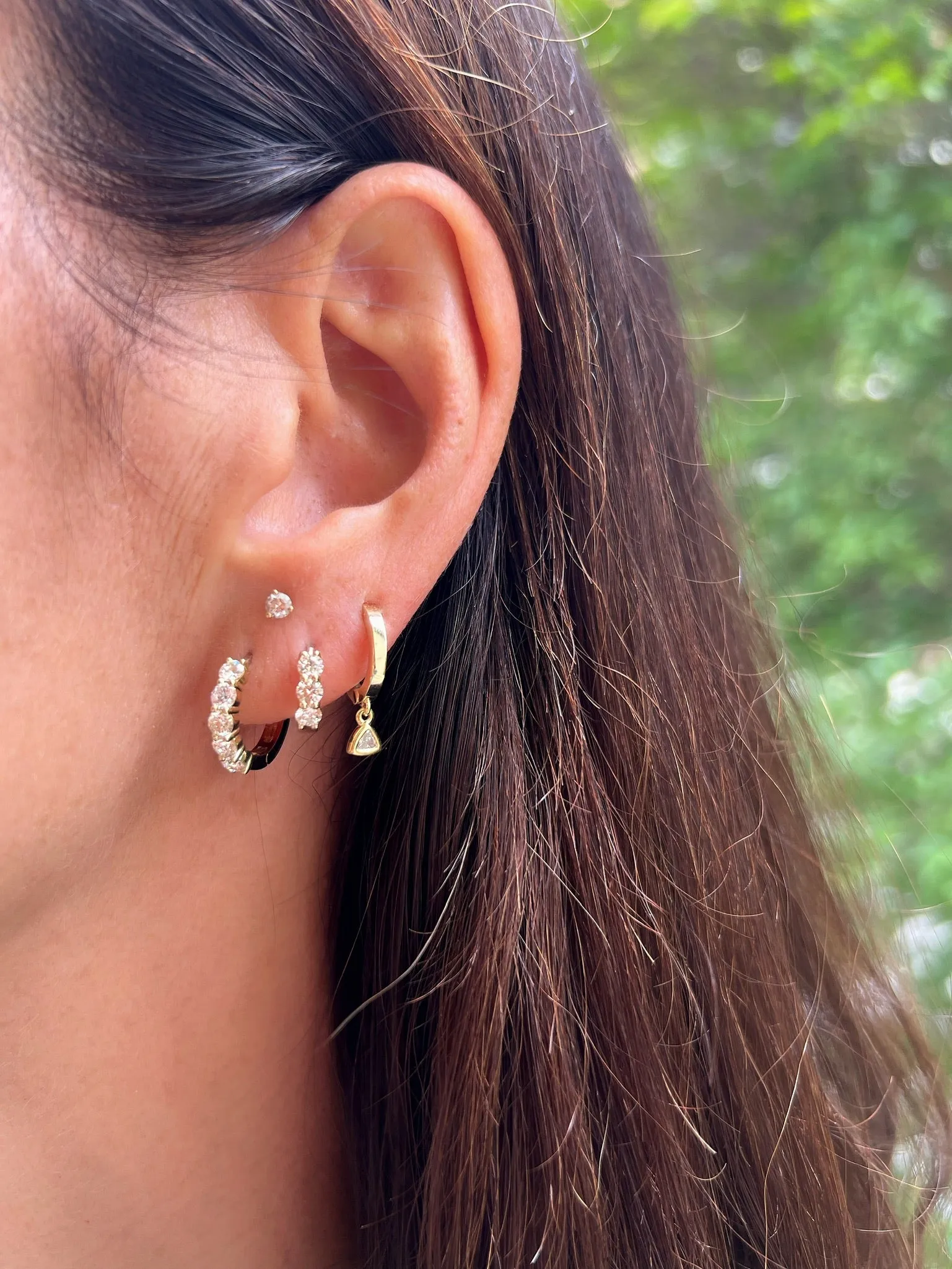 Trillion Drop Huggie Earrings