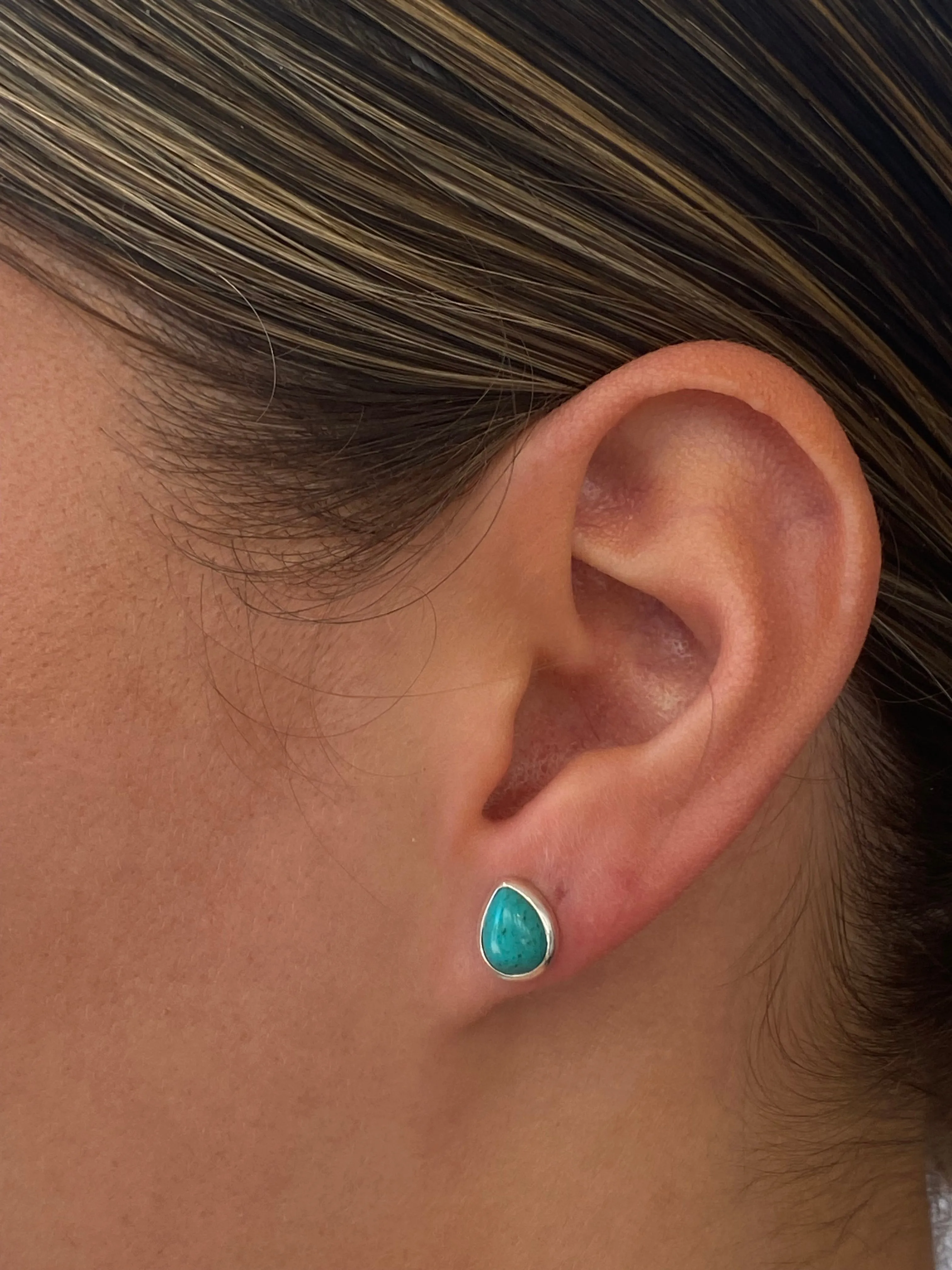 Turquoise Dew Drop Studs Large