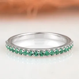 Valencia Emerald Wedding Band- Sterling Silver