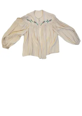 Vintage Embroidered Open Front Blouse