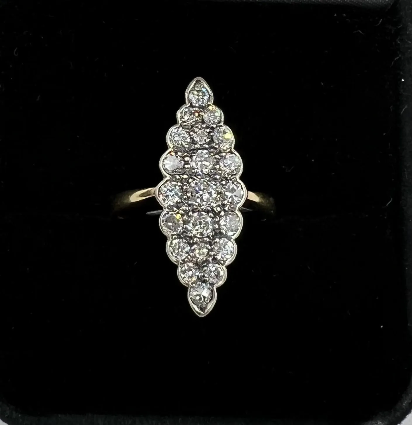 Vintage Navette Diamond Cluster Ring