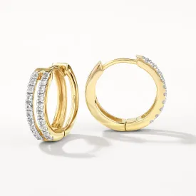 White Topaz Double Huggie in Gold