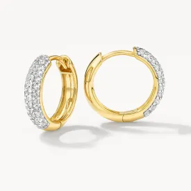 White Topaz Pave Curve Hoops in Gold