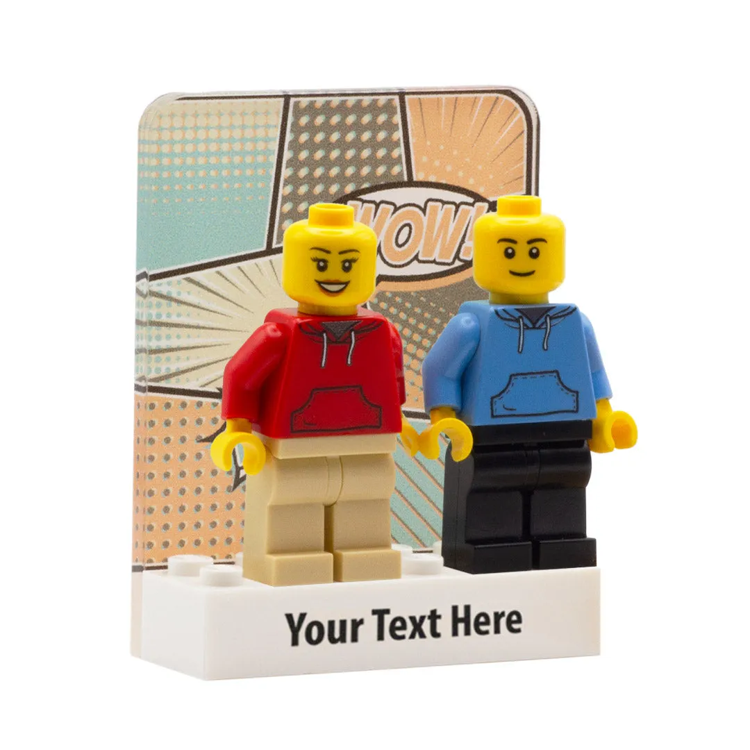 'Wow' Pop Art Couples Display - Laser Cut Display with LEGO Brick