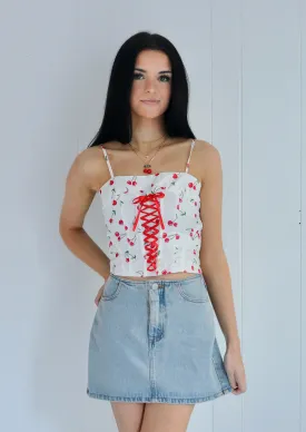 Yara Cherry Printed Corset